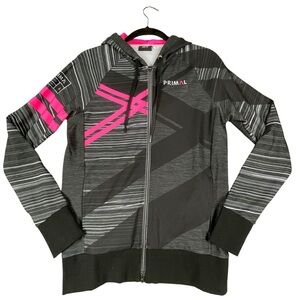 Happy Trails Primal 2017 Neon Pink Geometric Cycling Traceuse Hoodie  NWT  Sz M
